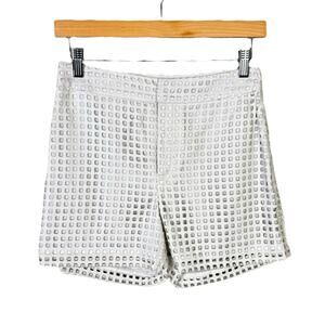 Raoul White 100% Leather Laser Cut High Rise Lined Shorts